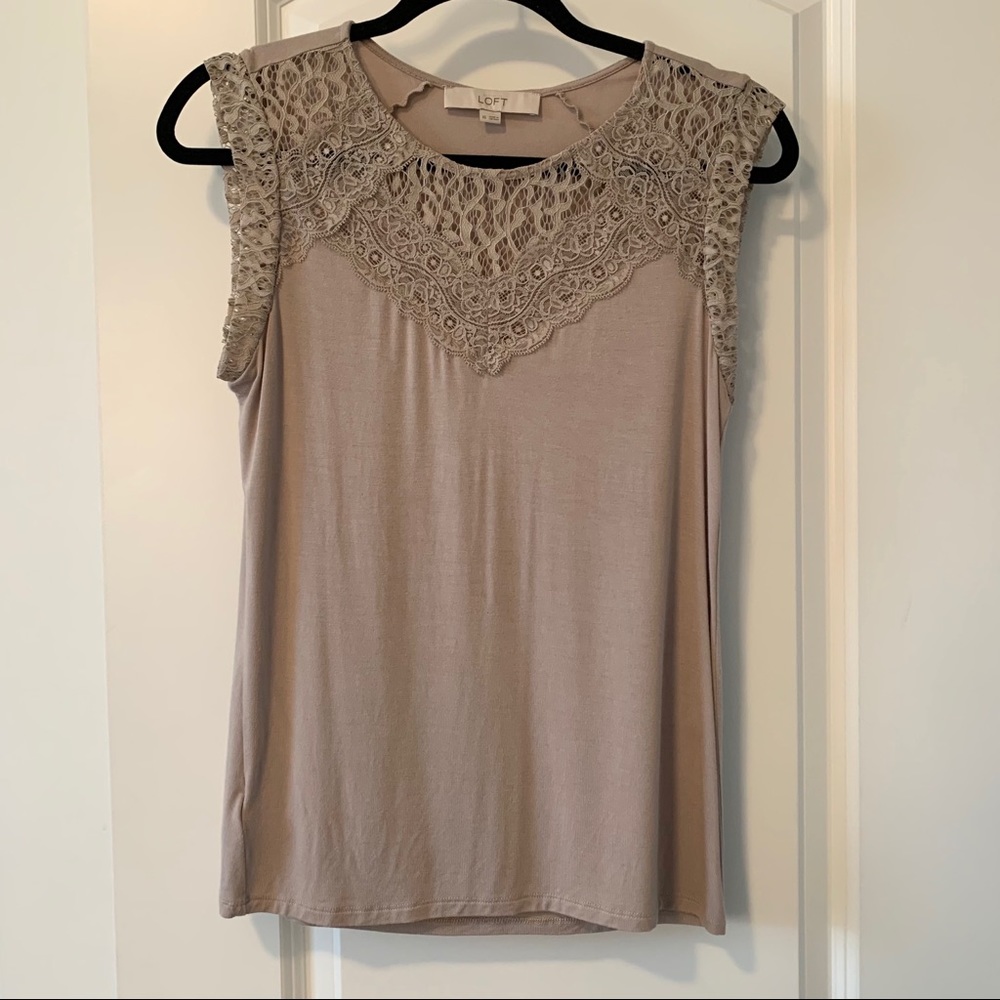 LOFT Tan Sleeveless Blouse